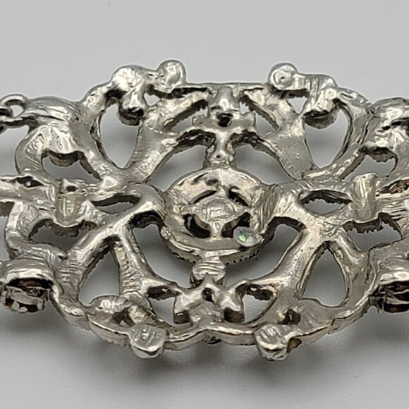 VCLM Aurora Borealis Crystal Chain Bracelet Silver-Tone Floral 8" Lobster Clasp - Picture 12 of 12